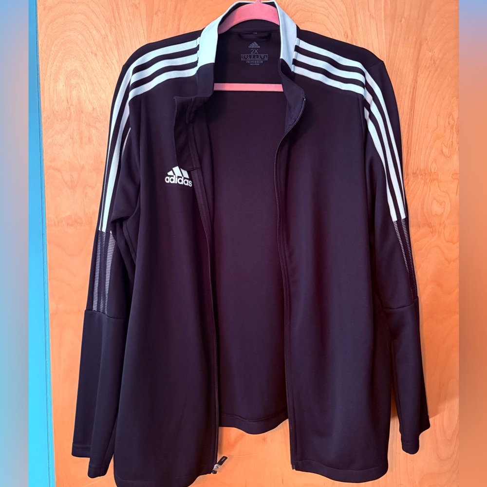 Adidas Black Track Jacket with White Stripes - Picture 2 of 8